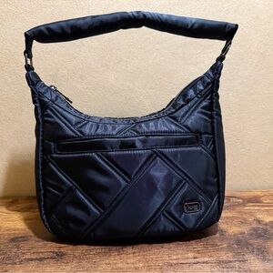 Lug Scamper Crescent Shaped Black Quilted Women's Bag